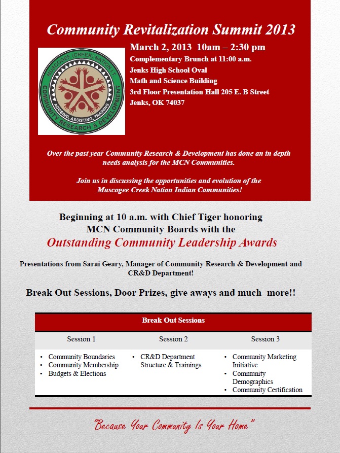 Community Revitalization summit 2013 Flyer
